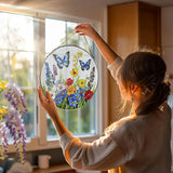 Stained Glass Window Hanging, 8 Inch Stained Glass Suncatcher Ornament, Suncatchers for Windows Hanging, Window Decor, Gift for Mothers Day, Butterfly Lover Gifts, Flower Lover Gifts