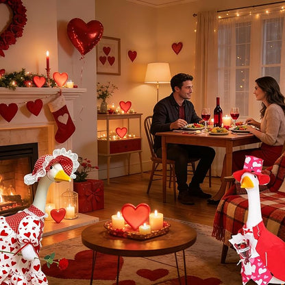 Forever Romance Goose Outfit - Red Tuxedo Holding Flowers for 23" Porch Goose, Perfect for Engagement, Wedding, & Renewing Vows Decoration