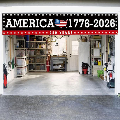 Probsin Large 250 Anniversary USA Banner 120" x 20" America 1776-2026 250 Years of Freedom American Map Black Patriotic Party Supplies Home Decorations for Outdoor, Indoor, Yard, Garden, Porch, Lawn