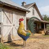 32" Oversized Metal Rooster Statues, Large Outdoor Decor, Metal Chicken Sculpture for Backyard Patio Kitchen Decor