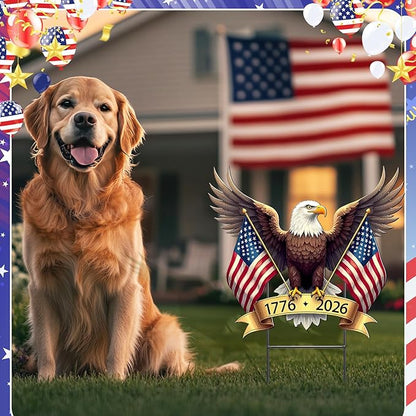 Amyhill 4th of July Outdoor Decor Patriotic Eagle Garden Metal Stakes 250th Anniversary America Welcome Yard Signs USA Decorations Garden Stake for Independence Memorial Day Patio Lawn Walkway Outside