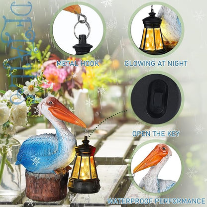 Leinuosen Pelican Garden Decor with Solar Lantern Pelican Solar Light 6.1 Inches/ 15.5 cm Statues for Pool Outside Sculptures & Statues Lights for Lawn Decor Unique Ornament Women Mom Gift