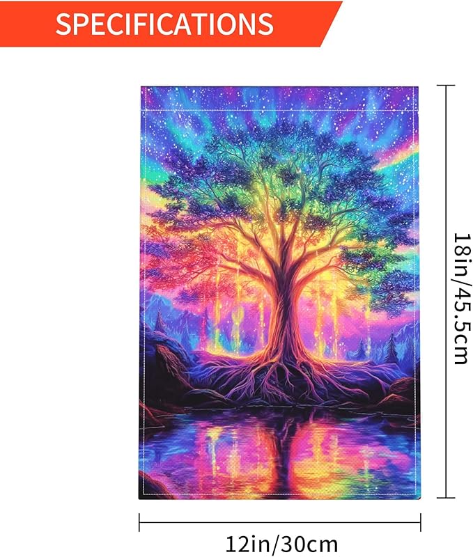 Life Tree Garden Flag Seasonal Double Sided 12 x 18 Inch Small Yard Flag for Indoor Outdoor Decor Holiday All Seasons