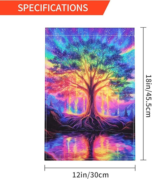 Life Tree Garden Flag Seasonal Double Sided 12 x 18 Inch Small Yard Flag for Indoor Outdoor Decor Holiday All Seasons