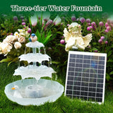 AISITIN 3 Tiered Bird Bath with 6.5W Solar Water Pump, Upgraded Solar Bird Bath Fountains with Lights, Detachable DIY Solar Powered Fountain for Garden, BirdBath, Patio, Yard and Pond