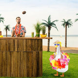 DECOHS 4 Pcs/Set Hawaiian Porch Goose Outfits, Summer Lawn Goose Statue Clothes Costume, 23"/ 17" Patio Goose Decor Hawaiian Wreath Straw Hat with Glasses Wig for Luau Party Outdoor Garden Yard Decor
