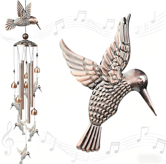 Hummingbird Wind Chimes for Outside, Decorative Wind Chime Hummingbird Gifts for Women/Mom/Grandma, Memorial Windchimes Outdoors with S Hook for Patio Garden Decor
