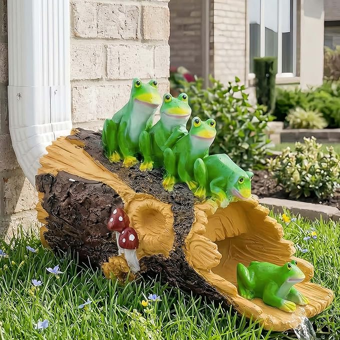 Funny Frog Gutter Downspout Extender Statue, Garden Animal Decor Gutter Extension, Splash Block, Eco-Friendly Resin, Outdoor Decor Sculpture, Gutter Diverter Rain Perfect for 3"x4" Downspout