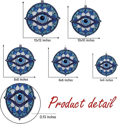 Mandala Evil Eye Acrylic Suncatcher, Boho Suncatchers for Window Hanging Ornament, Stained Glass Effect Indoor Outdoor Garden Decor for Hippie Lover, Gifts for Mother's Day, Mom, Grandma, Wife, Women
