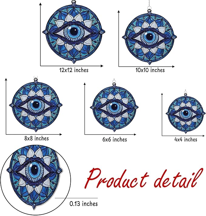 Mandala Evil Eye Acrylic Suncatcher, Boho Suncatchers for Window Hanging Ornament, Stained Glass Effect Indoor Outdoor Garden Decor for Hippie Lover, Gifts for Mother's Day, Mom, Grandma, Wife, Women