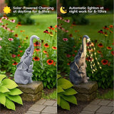 Solar Garden Outdoor Statue with 35 LED Lights, Elephant Figurine for Patio, Balcony, Courtyard, Lawn Ornaments, Unique Valentine's Day Birthday Gift for Women, Mom, Grandma, Elderly