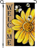 CROWNED BEAUTY Spring Summer Garden Flag Daisy Bee Welcome 12x18 Inch Double Sided Small Floral Summer Seasonal Holiday Decoration for Outdoor Lawn Yard