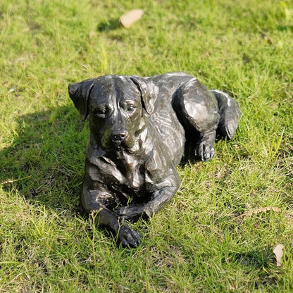 Large Labrador Dog Statues Outdoor – 16.75inch Black Resin Labrador Memorial Statue 4.1lb Décor Sculpture Large lab Outdoor Figurines for Dog Lovers 16.75L*9.75W*9.5H