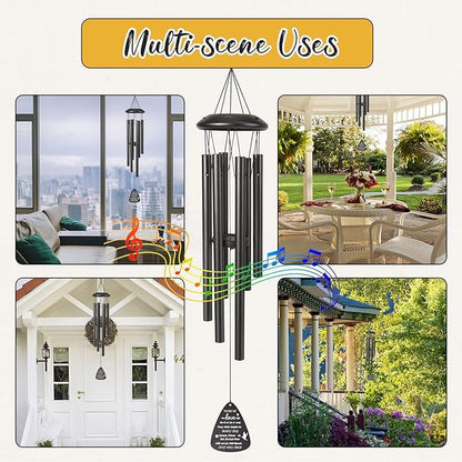 Memorial Gifts for Loss of Loved one, 25''Memorial Wind Chimes of Sympathy Gifts for Loss of Love one,Condolence/Bereavement/Remembrance Gift,Windchime in Memory,Funeral Decor for Garden Outside,Black