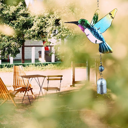 Hummingbird Decor with Bell, Hummingbird Wind Chimes, Hanging Bell Decorations for Yard, Garden, Home and Outdoor, Gift for Mom
