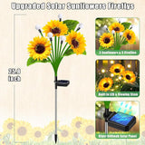 Solar Sunflower Lights Outdoor 6 Pack Sunflower Firefly - Gifts for Mom Women Grandma, Waterproof Flower Lights for Garden Pathway, Birthday Mothers Day Decor