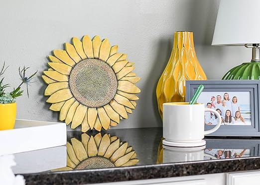 Magnolia Garden 12-Inch Sculpted Golden Sunflower Decorative Stepping Stone – 3D Floral Resin Garden Walkway Tile – Vibrant Yellow Flower Outdoor Accent