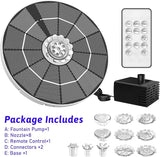 AISITIN 3.5W Solar Fountain Pump with Remote Control, LED Colorful Lights, Solar Bird Bath Pump with Bracket and 8 Nozzles, Solar Water Fountain for Bird Bath, Garden, Pond and Outdoor