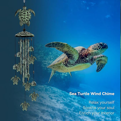 35" Turtle Wind Chimes for Outside, Turtle Wind Chimes Gifts for Mother's Day, Garden Decor for Outdoor Porch Patio Home Yard Decorations ﻿