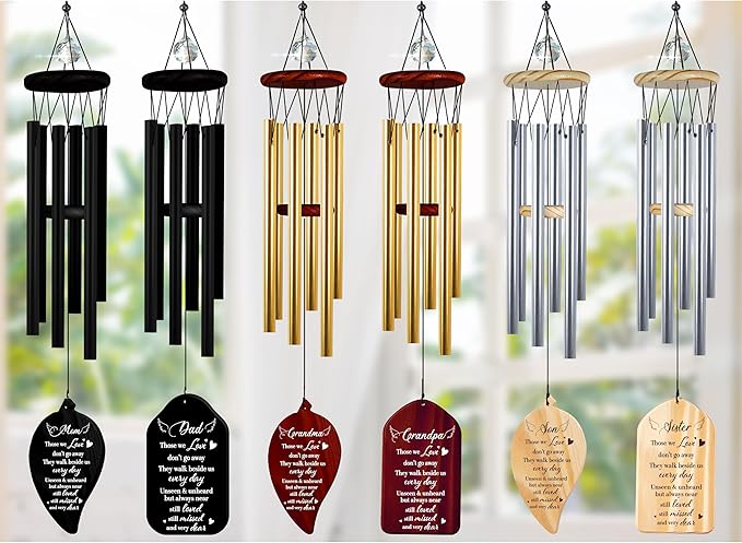 Personalized Grandma Cardinal Memorial Crystal Wind Chimes Remembrance Sympathy Ornament Keepsake in Memory of Grandma Nana Nini Grammy Gigi Custom Name Bereavement Condolence Gift Outdoor Hanging