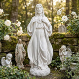 Sacred Heart of Jesus Statue 24.4'' H Large Jesus Statue Catholic Statues for Outdoor Garden Yard Lawn Patio, Resin Sculpture Outdoor/Indoor Religious Gift, Gray