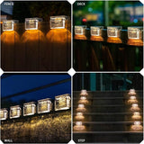 Qualdout Solar Deck Lights 8 Pack, Solar Step Lights IP65 Waterproof Solar Powered Outdoor Led Lights for Fence Railing Wall Pool Stair Yard Garden Patio Pool Decorations (Warm White)