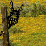 Farm Peeping Animal Metal Art Outdoor Decor Garden Fence Decoration, Farmhouse Backyard Hang Artwork Wall Decor, Outdoor Yard Art Patio Lawn Statue Gift for Loved Dad Grandpa (Donkey)