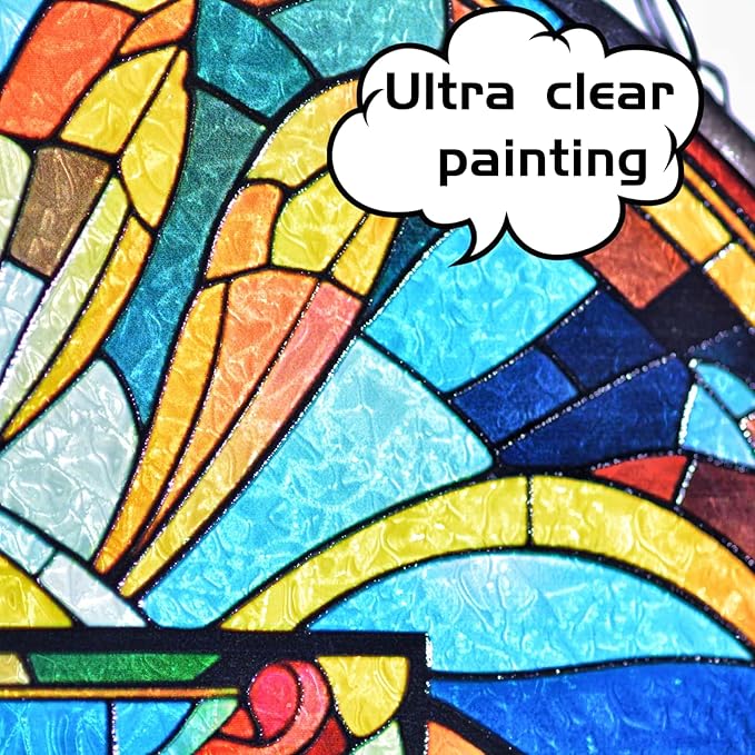 Stained Glass Cross Window Hanging, 8''/20CM Suncatchers for Windows Diamond Textured Glass Cross Decorative Hanging Ornaments Stained Glass for Chirstmas Suncatcher Window Panel Gift Home Decor (B)