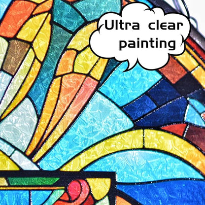 Stained Glass Cross Window Hanging, 8''/20CM Suncatchers for Windows Diamond Textured Glass Cross Decorative Hanging Ornaments Stained Glass for Chirstmas Suncatcher Window Panel Gift Home Decor (B)