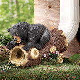 Elenon Bear Decorative Gutter Downspout Extension Statue, Animal Gutter Guardian Rain Downspout Extender, Garden Splash Block Outdoor Sculpture for 2" × 3" Down Spouts Decor