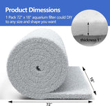 Classic Koi Pond Filter Pad, 18” x 72" Thick Aquarium Filter Floss Reusable Cut to Fit Aquarium Media Pad for Outdoor Koi Ponds, Aquariums, Fish-Safe Polyester Material