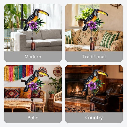 Bird Wind Chimes,Small Wind Chime for Outside,Mini Wind Bell,Toucan Outdoor Hanging Decor