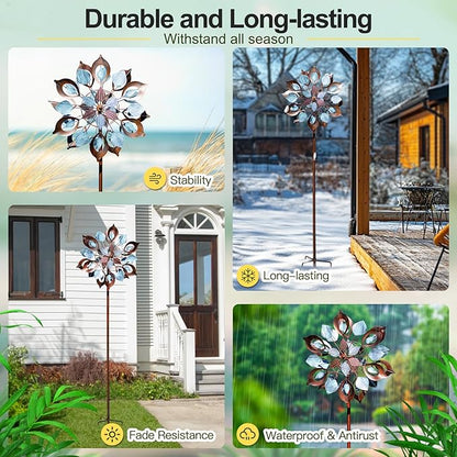 Wind Spinners Outdoor for Yard and Garden, 84 Inch Metal Large Outdoors Windmill Kinetic Wind Spinner, Outside Decor for Yard Art Lawn Backyard Landscape Patio(24" W x 84" H)