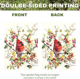 Red Cardinal Bird Garden Flag Spring Summer Floral Yard Flags for Outdoor Lawn Porch Patio Decoration Memorial Birds Lover Gift Butterfly Watercolor Wild Bird House Banner Decor 12x18 Inch