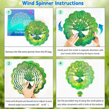 Wind Spinners,12 inch Tree of Life with 360° Swivel Hook for Yard and Garden, Bird Wind Catcher, Metal Wind Spinners Outdoor for Lawn Hanging Crafts Decor Kinetic Yard Art Ornament Gifts