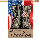 AVOIN colorlife Freedom Boots House Flag 28x40 Inch Double Sided, Patriotic 4th of July Independence Memorial Day Veteran Soldier Yard Outdoor Flag
