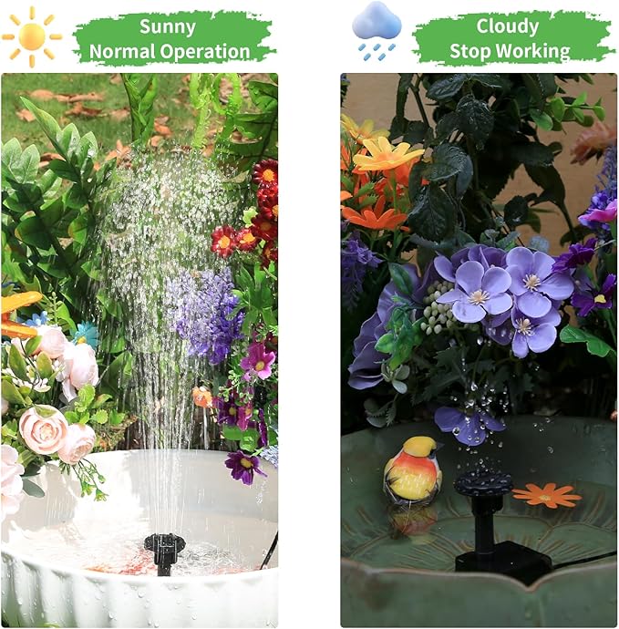 AISITIN Solar Water Pump for Outdoor Features, 2026 Upgraded DIY Fountain Kit With 6 Nozzles, 9.8ft Power Cord, for Bird Bath, Ponds, Garden, Fish Tank Solar Powered Water Fountain Pump