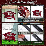 Chunful 12 Pack Graduation Yard Signs Grad Decoration 2026 Happy Graduate Lawn Garden Sign with Stake Congrats Outdoor Plastic Cap Hanging Ornament for Class Pathway Walkway Porch Party(Maroon)