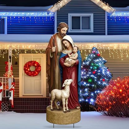 Metal Christmas Outdoor Nativity Scene for Yard with Stake 30 Inch Large Christmas Nativity Set with Baby Jesus Mary and Joseph Outside Waterproof Religious Yard Lawn Signs for Garden Lawns Decoration