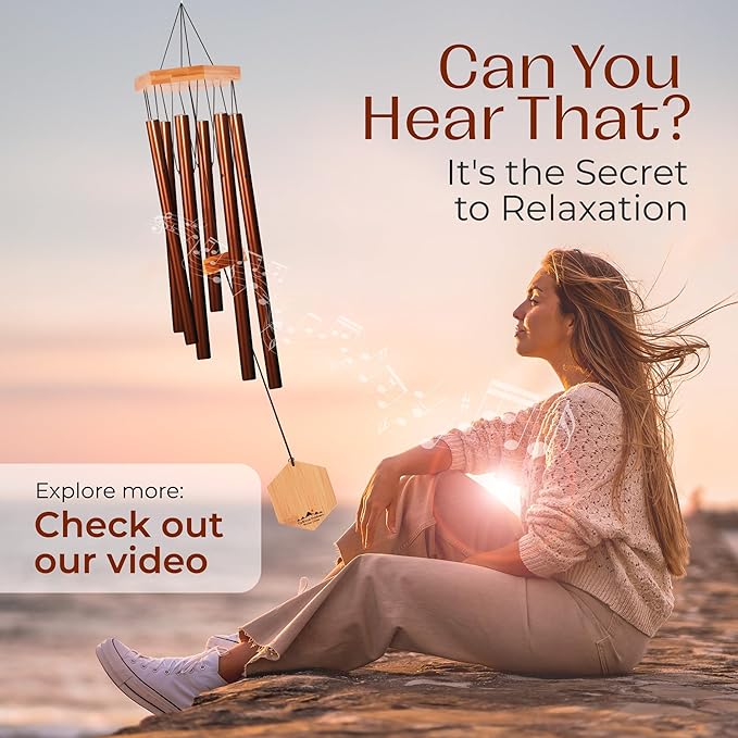Red Deep Tone Wind Chime – Outdoor Sympathy & Memorial Gift for the Loss of a Loved One, Memorial Wind Chimes, Thoughtful Sympathy Gift for Bereavement and Remembrance. 29" Copper Red