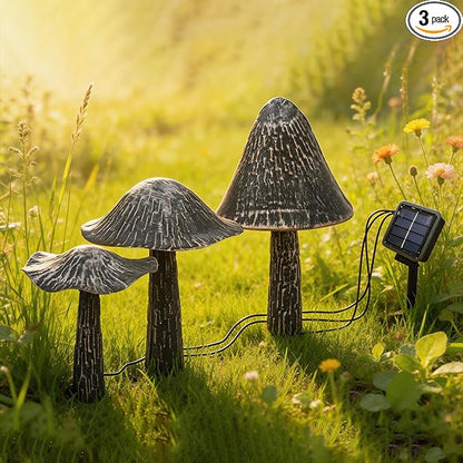 SRNPMIU Solar Lights Outdoor Decor, Solar Metal Mushroom Yard Decorations Outdoor, IP65 Waterproof Garden Decor, Gifts for Women Mom, for Yard Patio Lawn Pathway Landscape