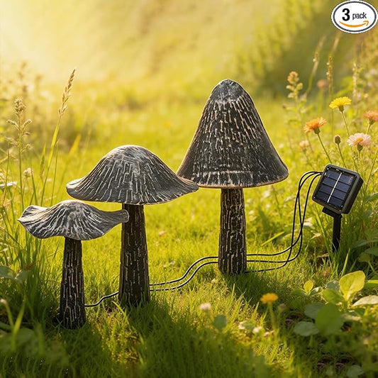 SRNPMIU Solar Lights Outdoor Decor, Solar Metal Mushroom Yard Decorations Outdoor, IP65 Waterproof Garden Decor, Gifts for Women Mom, for Yard Patio Lawn Pathway Landscape