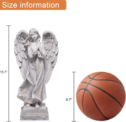 basen Praying Angel Garden Statue, Outdoor Memorial Angel Figurine for Garden Yard Lawn Patio, Resin Angel Sculpture Decoration for Grave Memorial, Cemetery Ornament Sympathy Gift