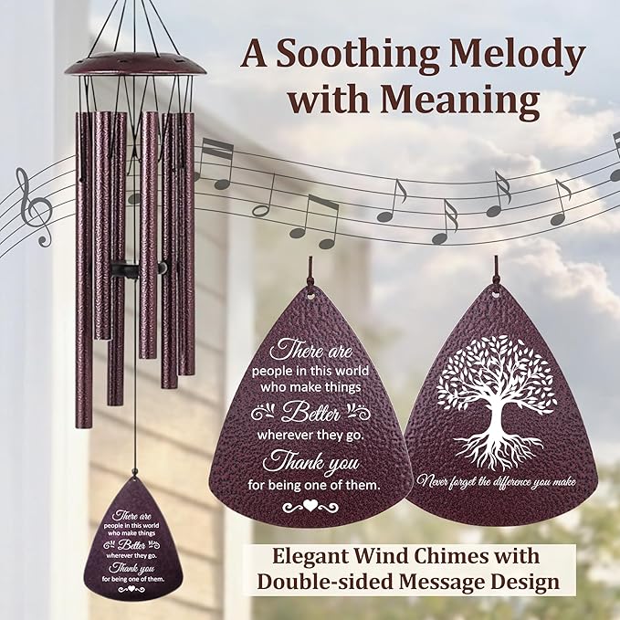 Thank You Gifts for Women Men, Tree of Life Wind Chimes 33.5", Teacher Appreciation Gifts, Thank You Gift for Friends Mentor Boss Teacher Nurse, Appreciation Gift for Coworker Women Men Volunteer
