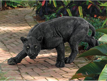 Design Toscano Shadowed Predator Black Panther Garden Statue, Medium 26 Inch, Polyresin, Black