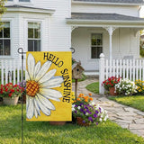 CROWNED BEAUTY Summer Garden Flag Daisy Double Sided 12x18 Inches Small Burlap Seasonal Welcome Yard Porch Decoration for Outside (Yellow)