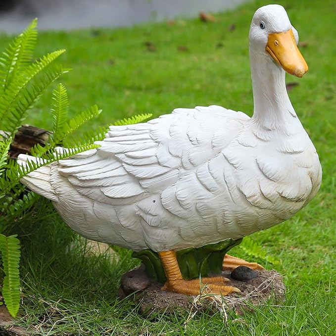 Duck Statue Outdoor Decor for Garden, 5.6" Fairy Yard Figurines Home Sculptures for Lawn Patio Front Porch Backyard