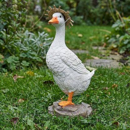 Funny Duck Outdoor Statue, Resin Garden Lawn Yard Decor, Figurine Sculpture Ornament for Porch Patio Flower Bed Home Bookshelf, 11.6" H × 5.5" L × 5.5" W