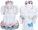 Dlfghos Solar Garden Angel Statue Solar Angel Outdoor Garden Decor Statues Praying Angel Memorial Figurine Light Decorations for Outside Yard Lawn Garden Cemetery Decor Gifts for Mom Grandma Women