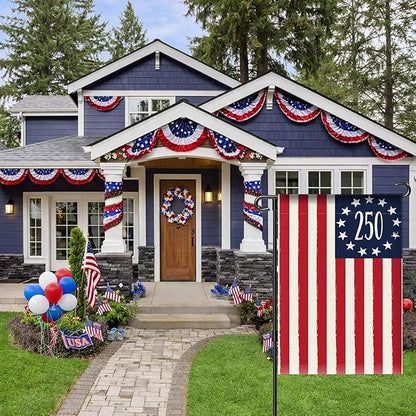 250 Years America Anniversary Garden Flag, Double-sided 250 USA Patriotic 4th of July Yard Sign for 2026 Outdoor Independence Day Decoration